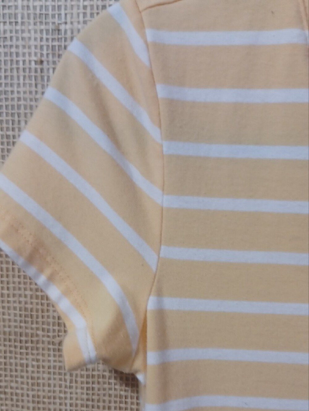 Old Navy Yellow and White Striped V-Neck Tee - Picture 3 of 7